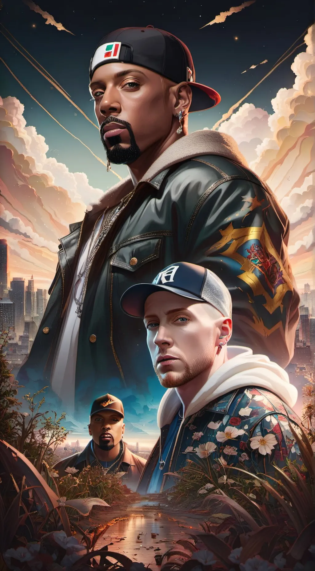 ai character: Nate Dogg&Eminem  background