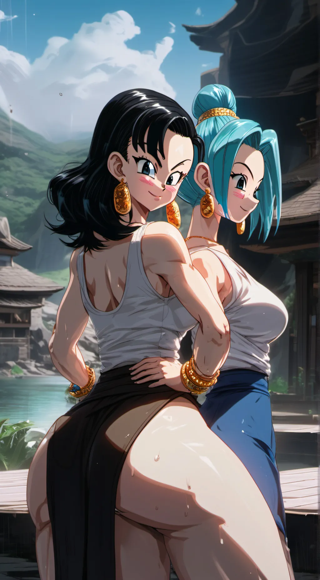 ai character: Chi-Chi and bulma  background