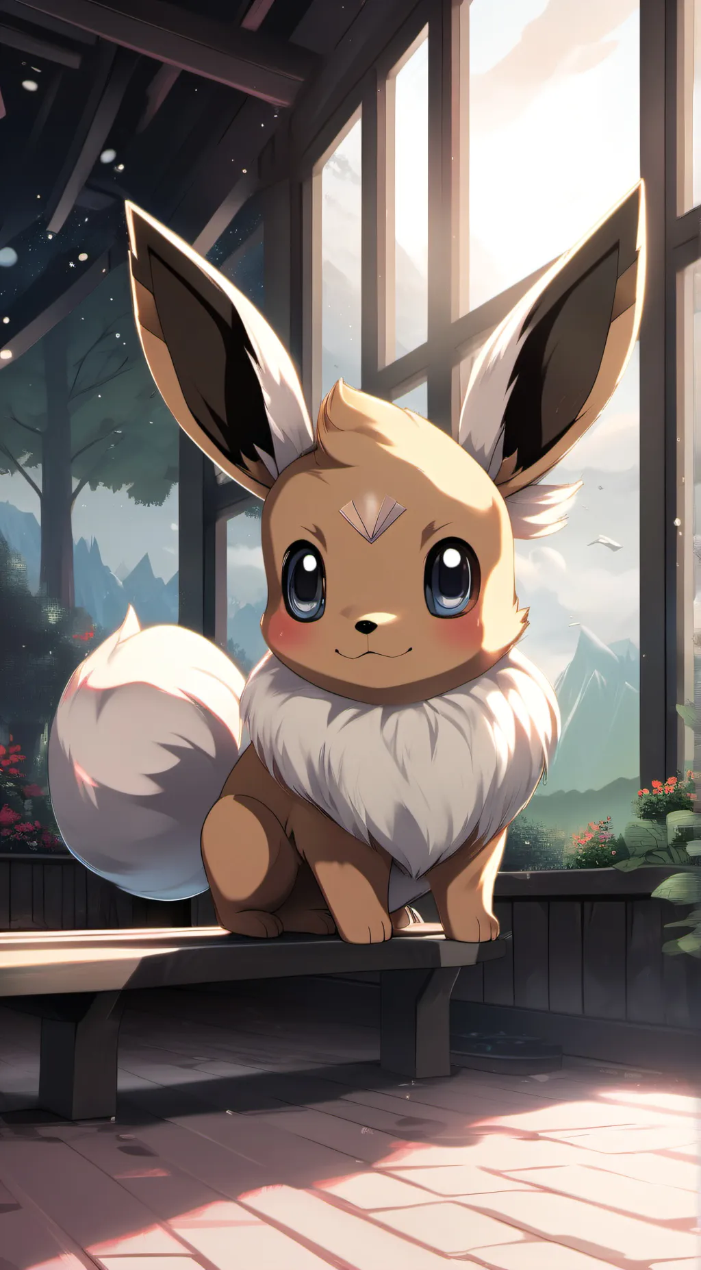 ai character: Eevee  background