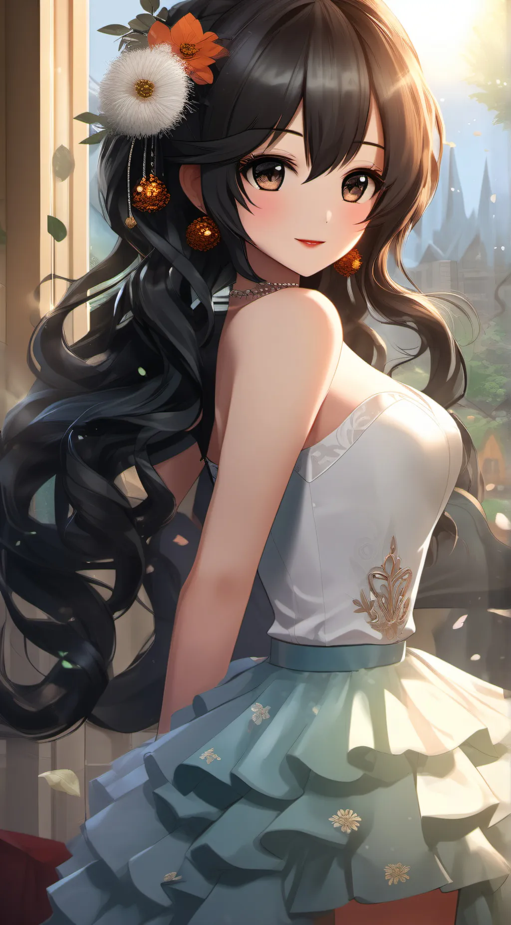 ai character: A girl with face   background