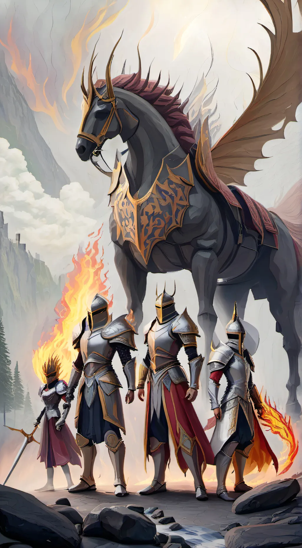 ai character: gormiti of fire background