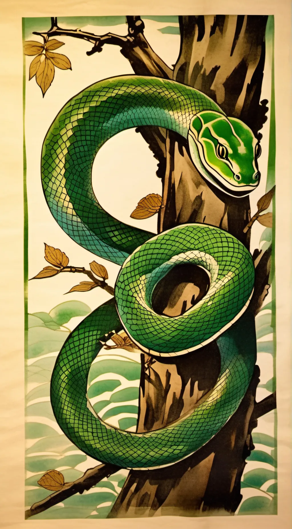 ai character: emerald tree boa 2 background