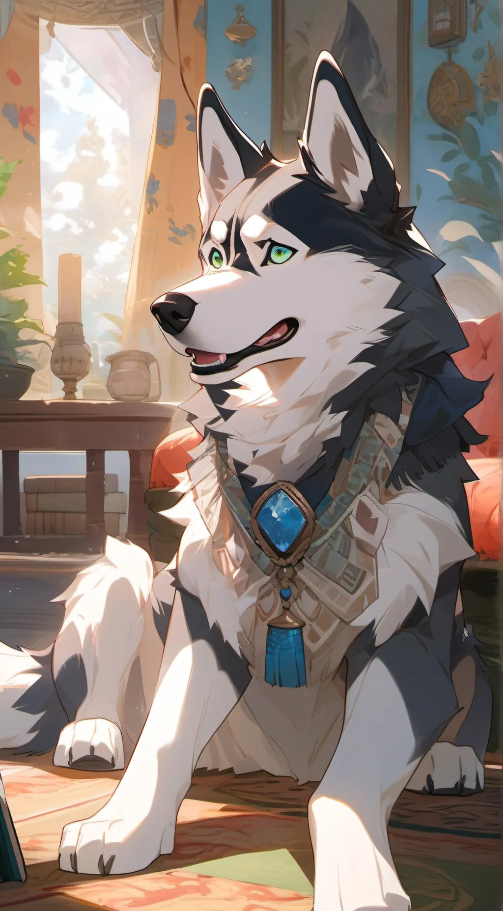 ai character: magical husky background