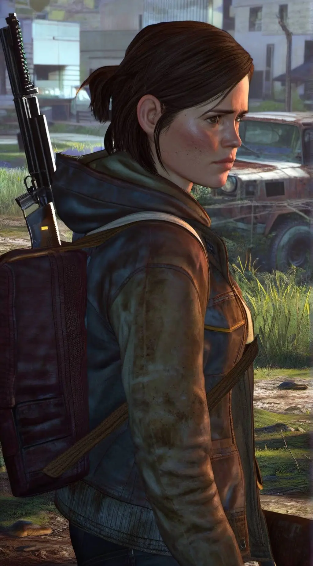 ai character: Ellie Williams  background