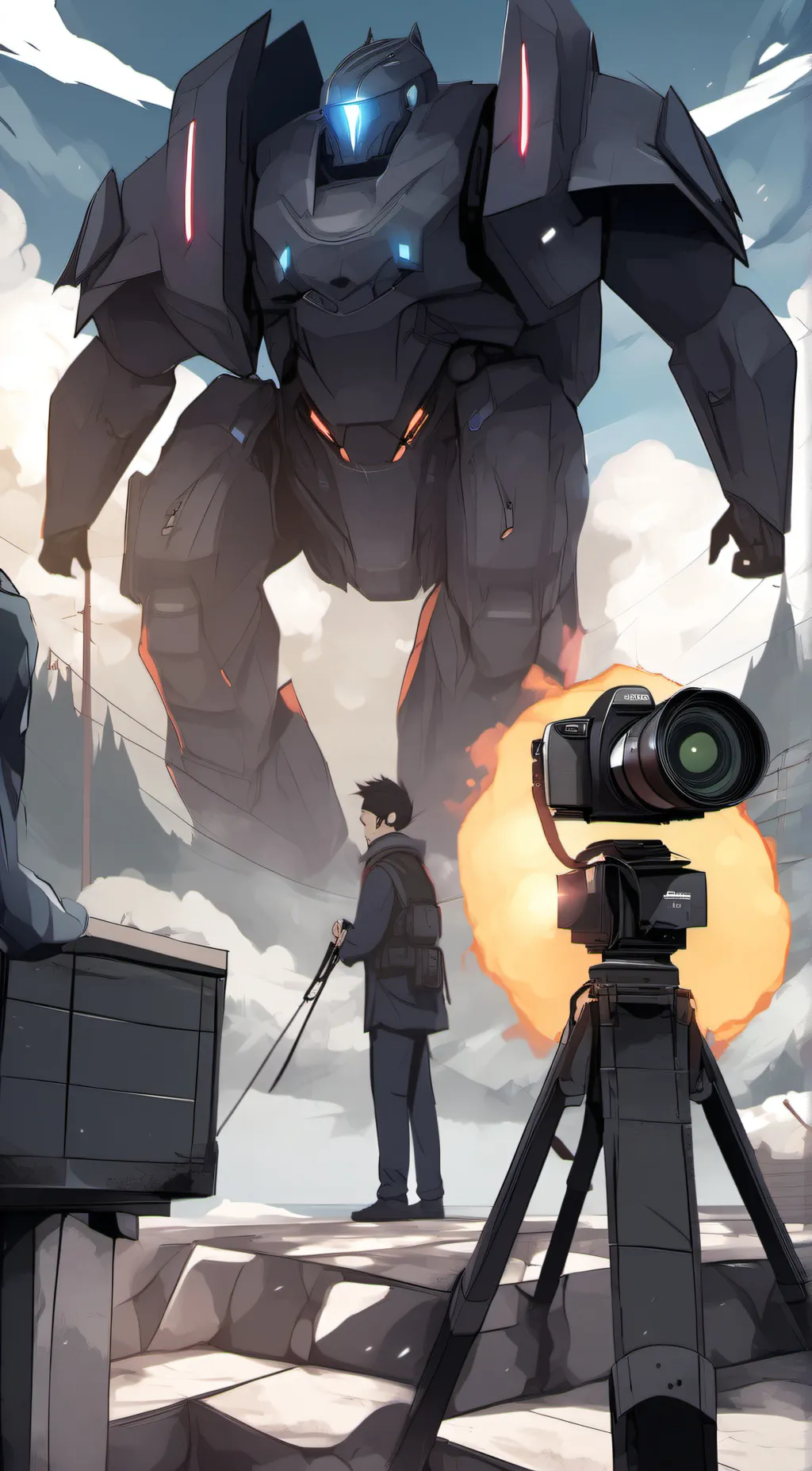 ai character: Titan Cameraman  background