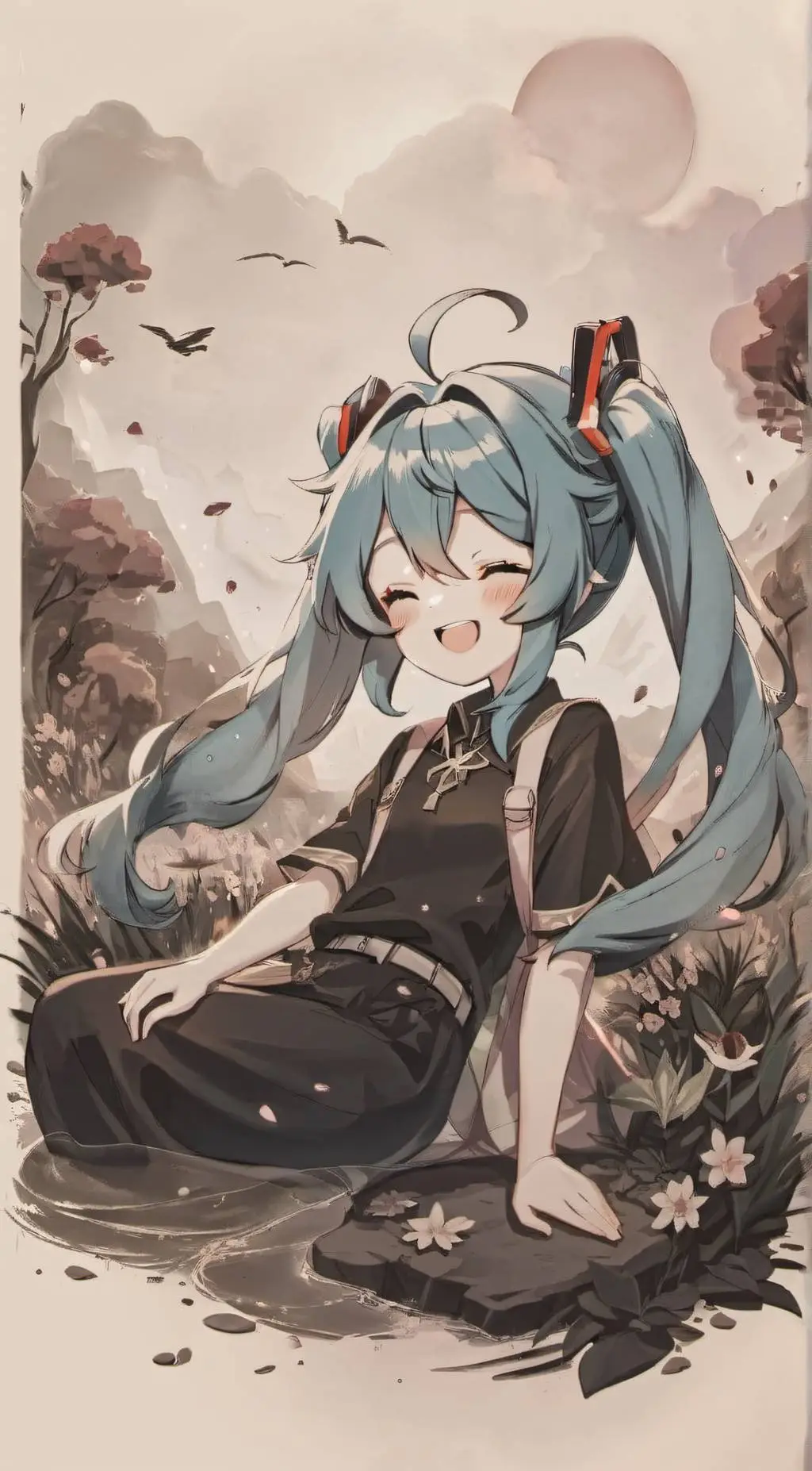 ai character: 💙Hatsune Miku💙 background