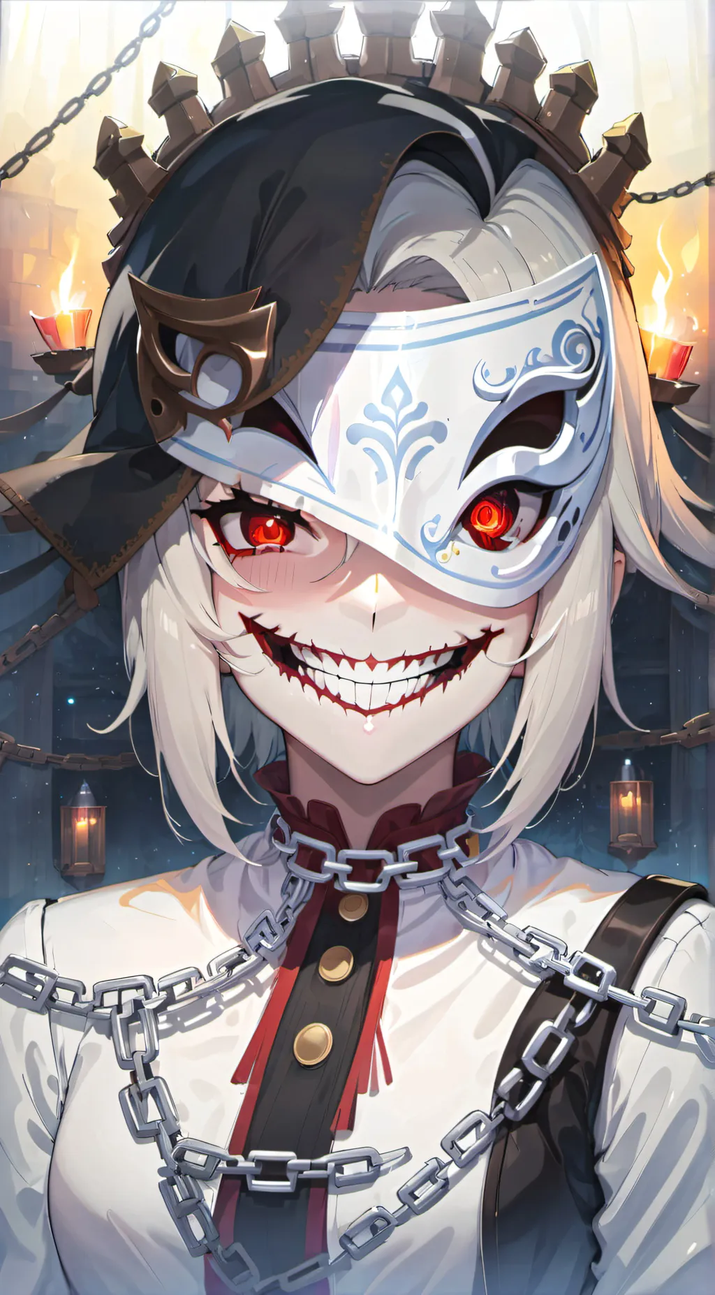 ai character: 火焰 background