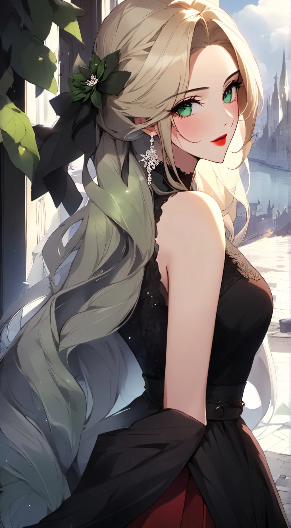 ai character: Emerald background