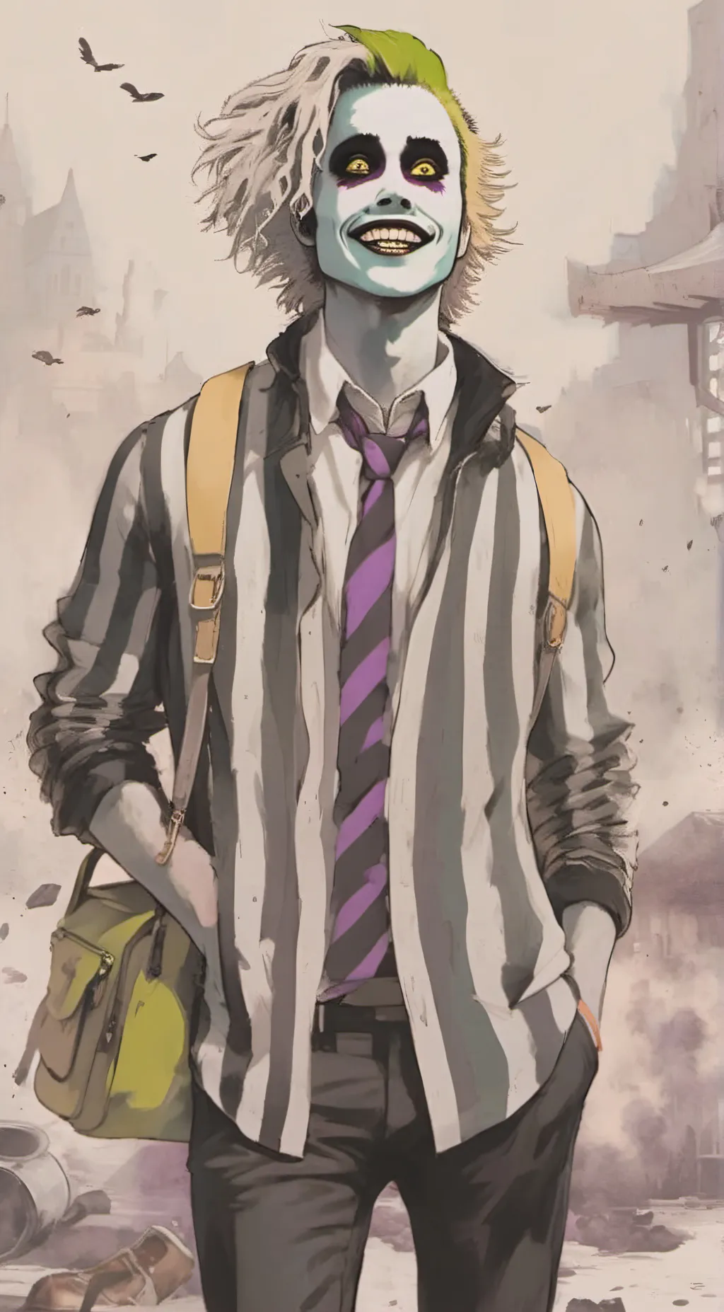 ai character: Beetlejuice  background