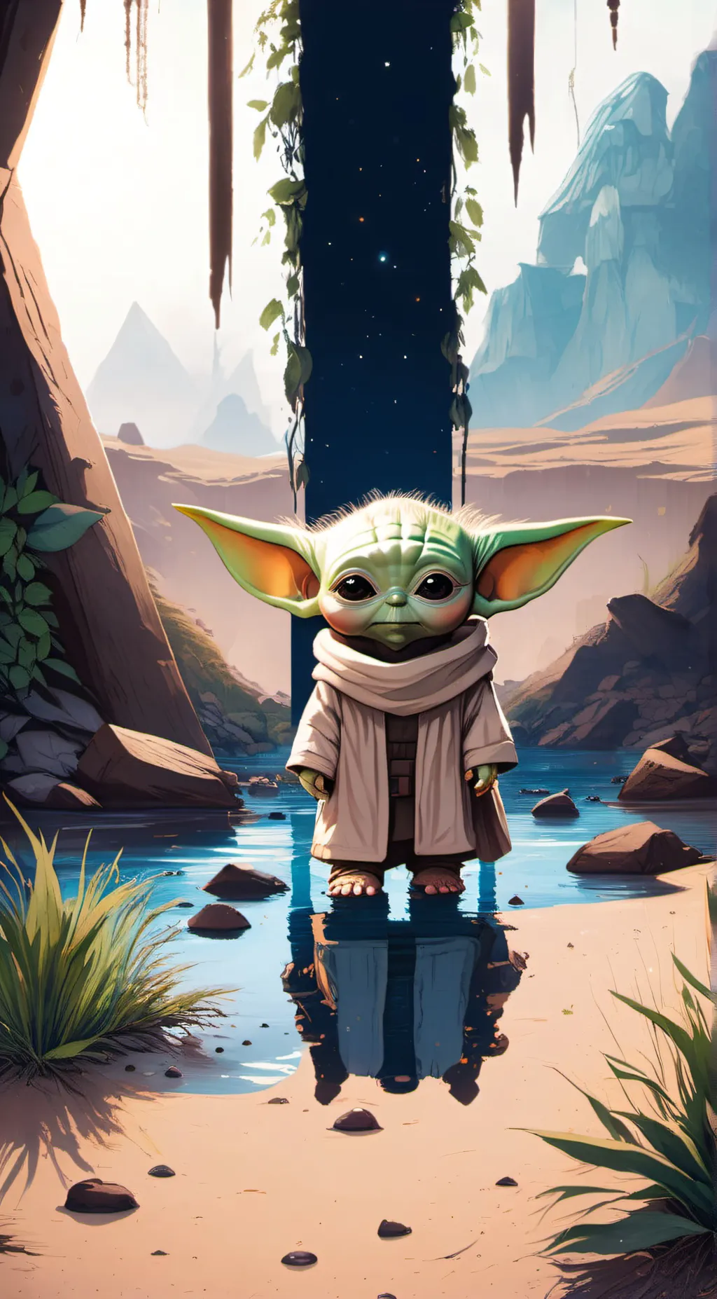 ai character: BABY YODA ✨ background