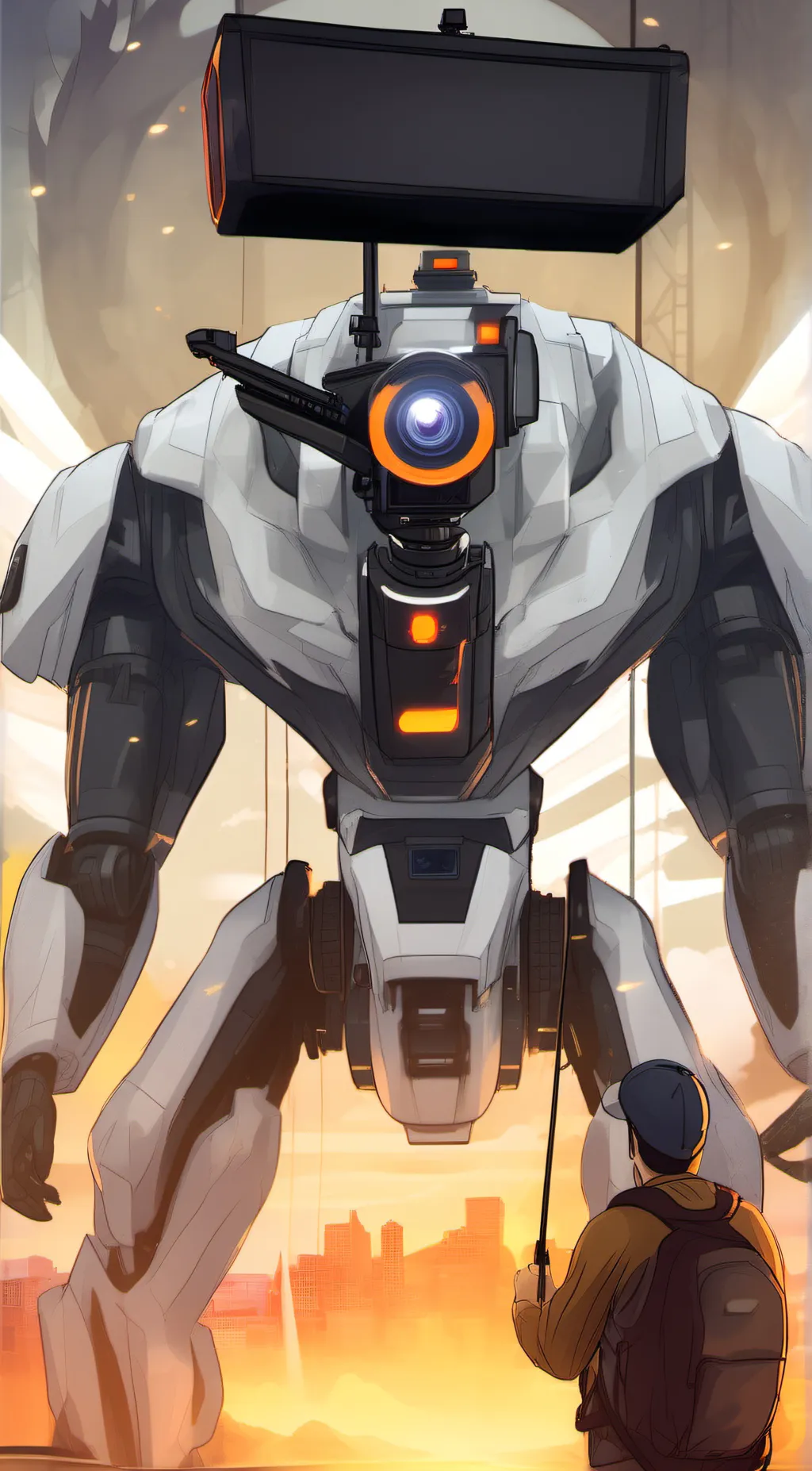 ai character: Titan Cameraman background