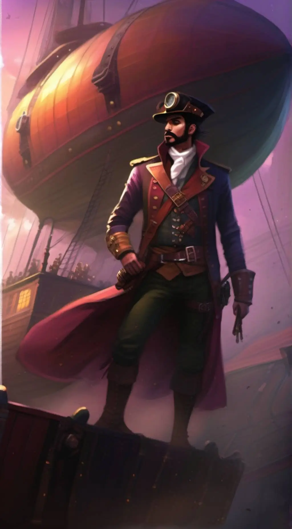 ai character: Steampunk Airship background