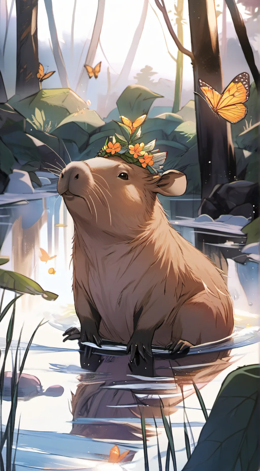 ai character: cappibara  background