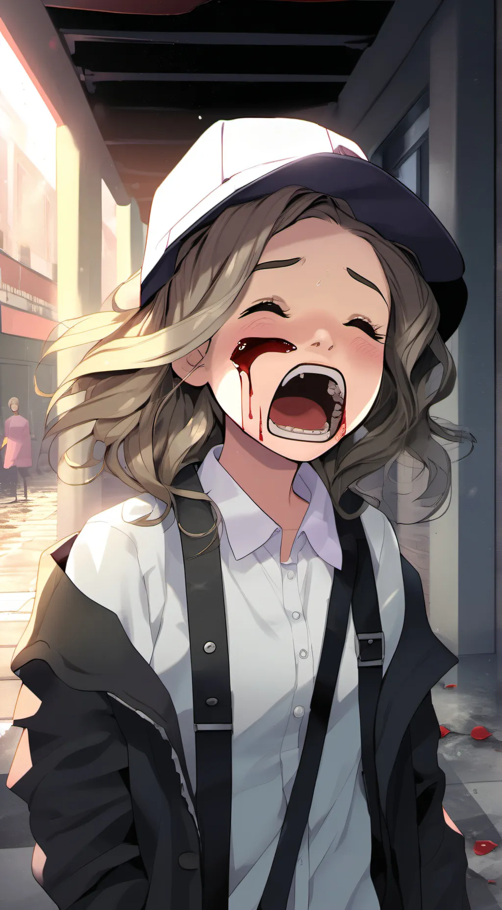 ai character: Mia and ash background