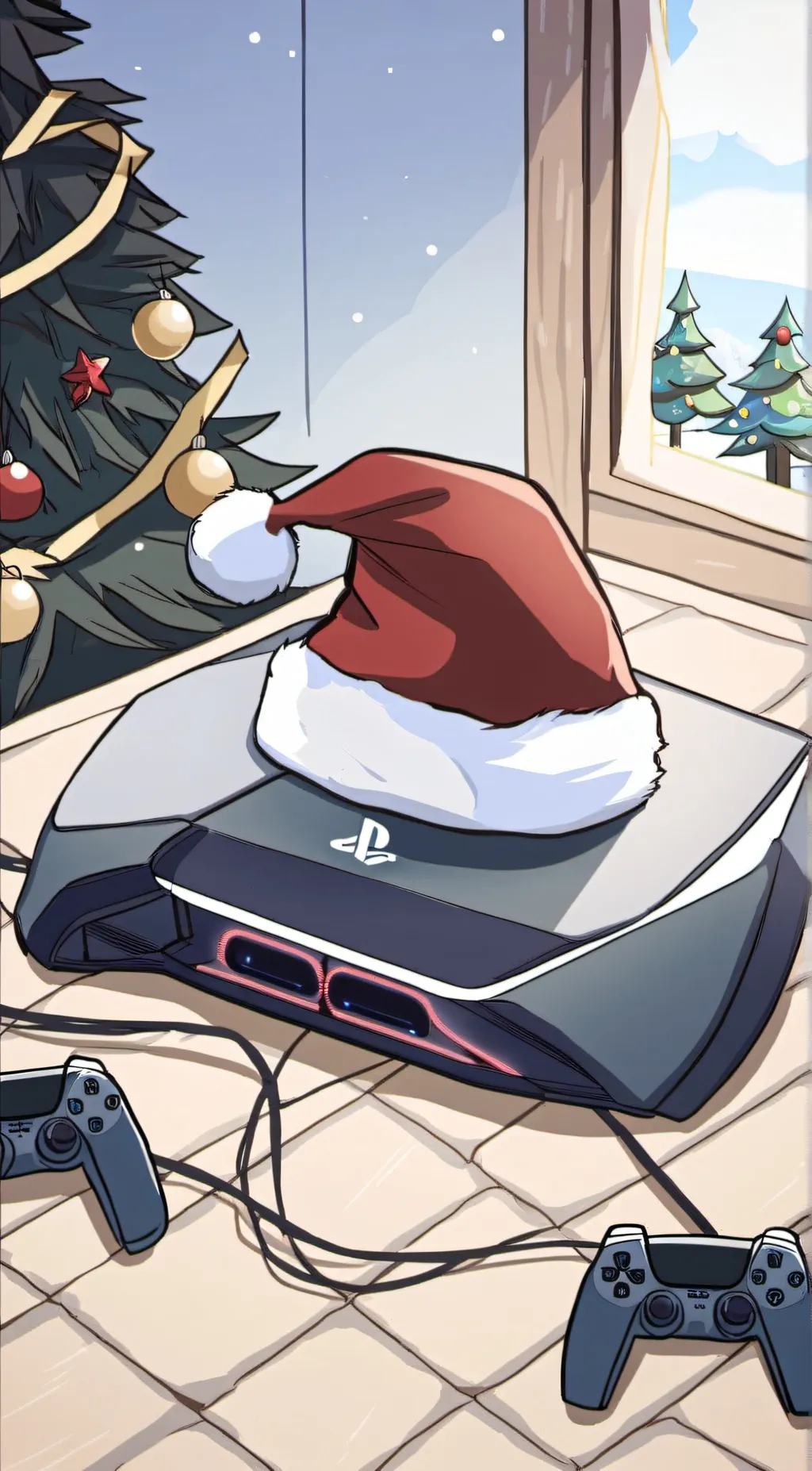 ai character: Santa PS5 Claus background