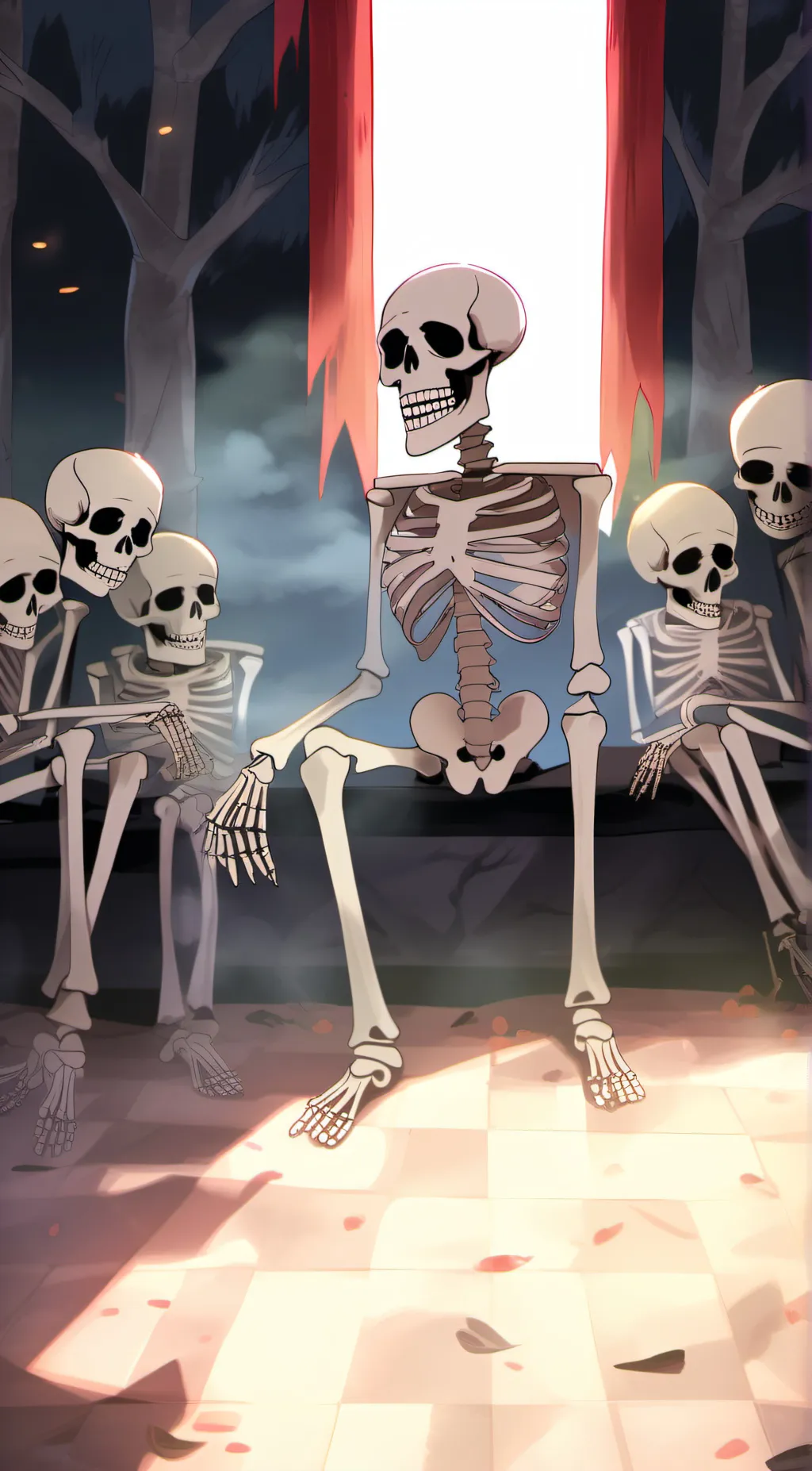 ai character: Skeletons. background