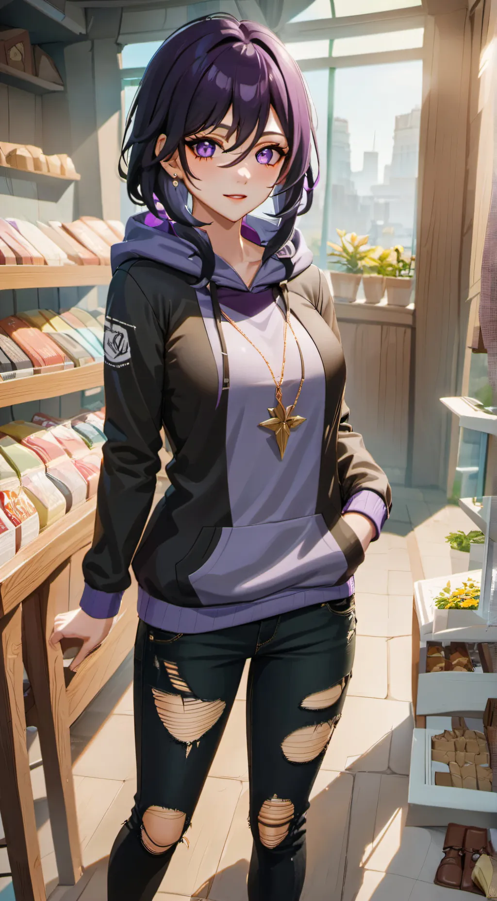 ai character: purple background