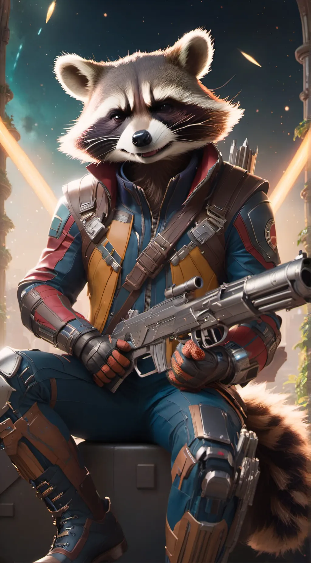 ai character: rocket raccoon background