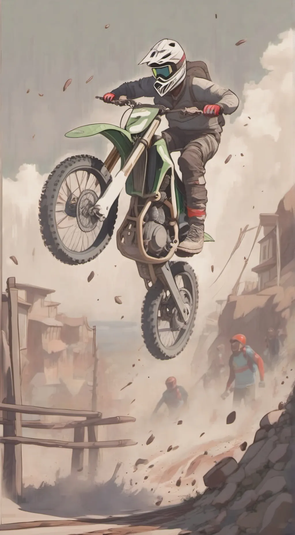 ai character: Dirtbike crash background