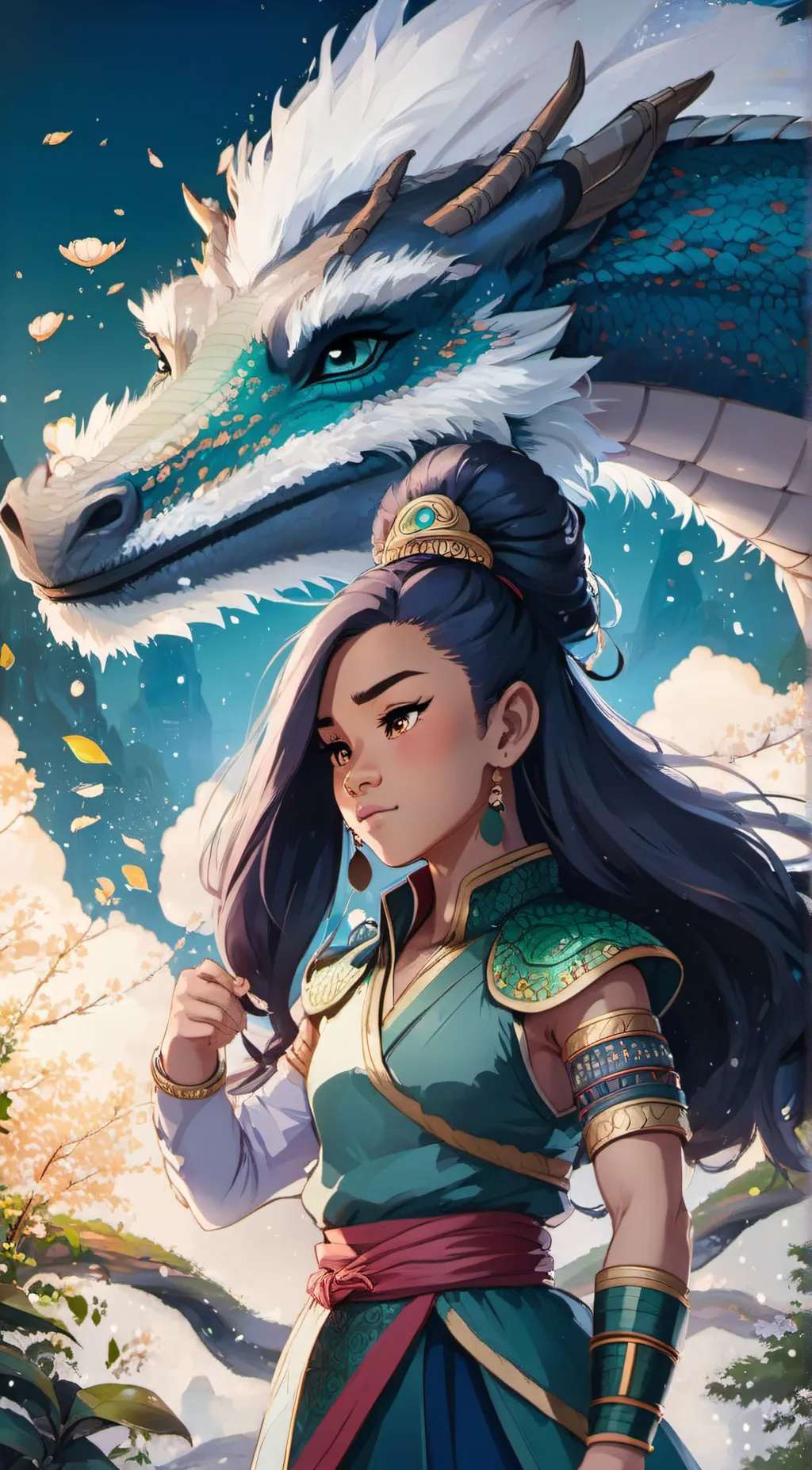 ai character: Raya and si-su  background