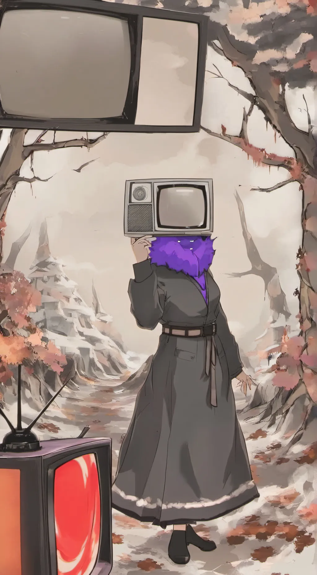 ai character: sus tv woman  background