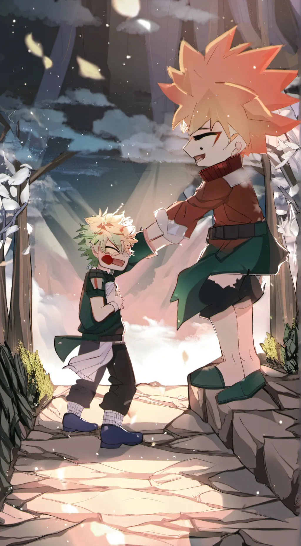 ai character: bakugou and deku background