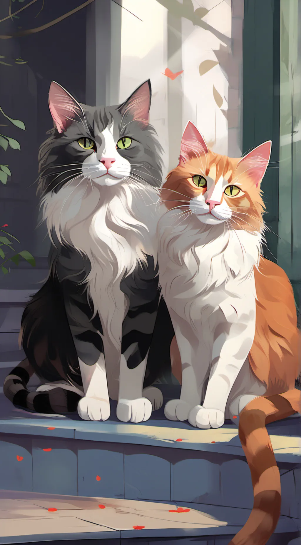 ai character: Leaf and Sunny background