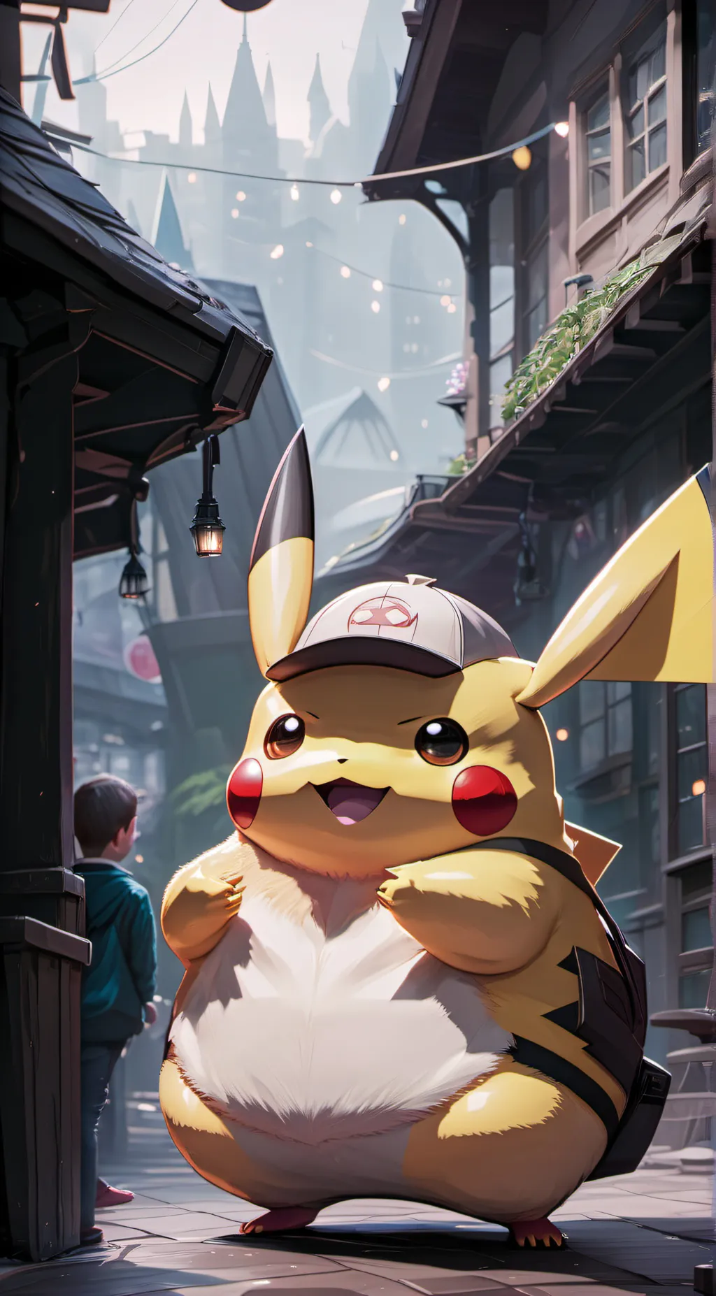 ai character: Fat Pikachu  background