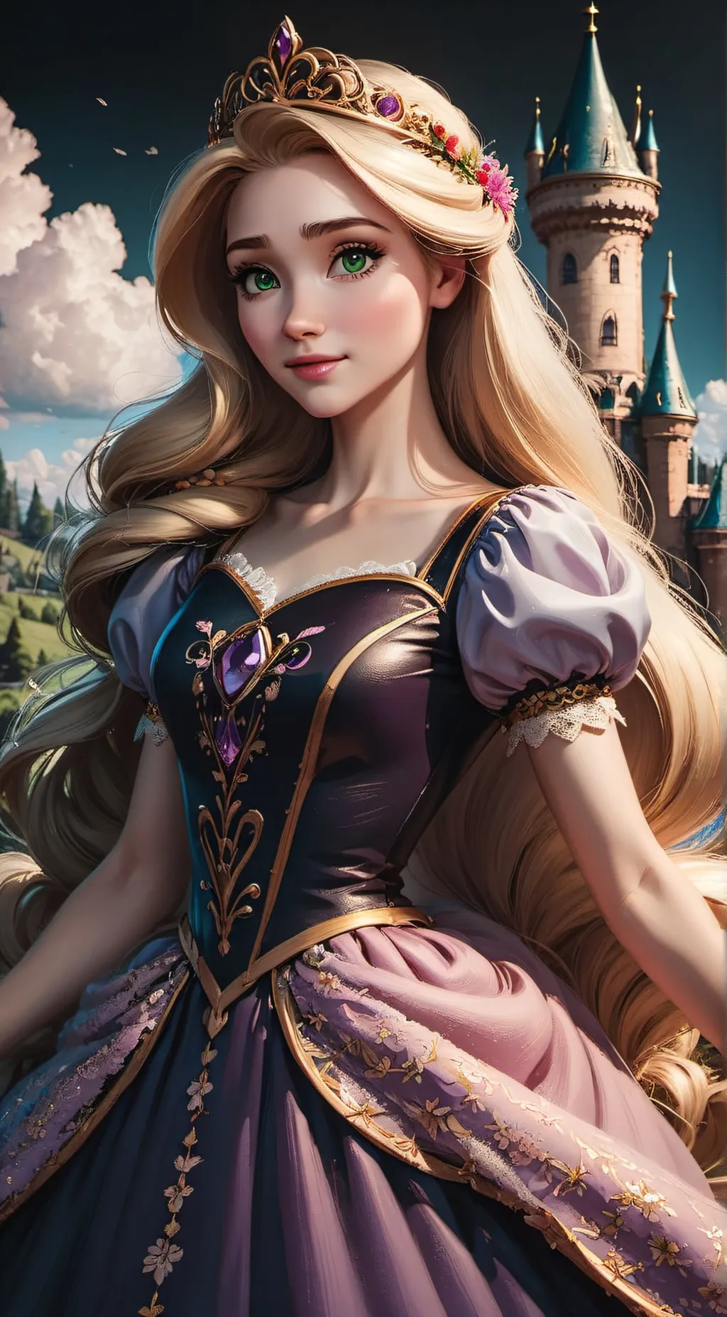 ai character: Rapunzel  background