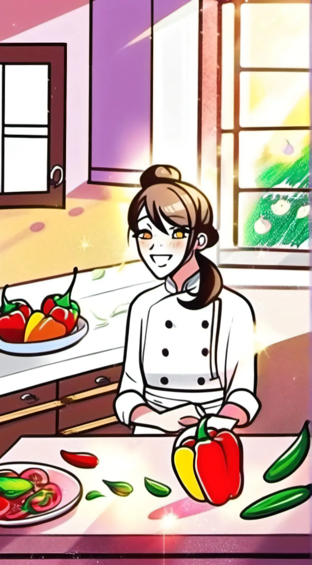 ai character: aris cooking show background