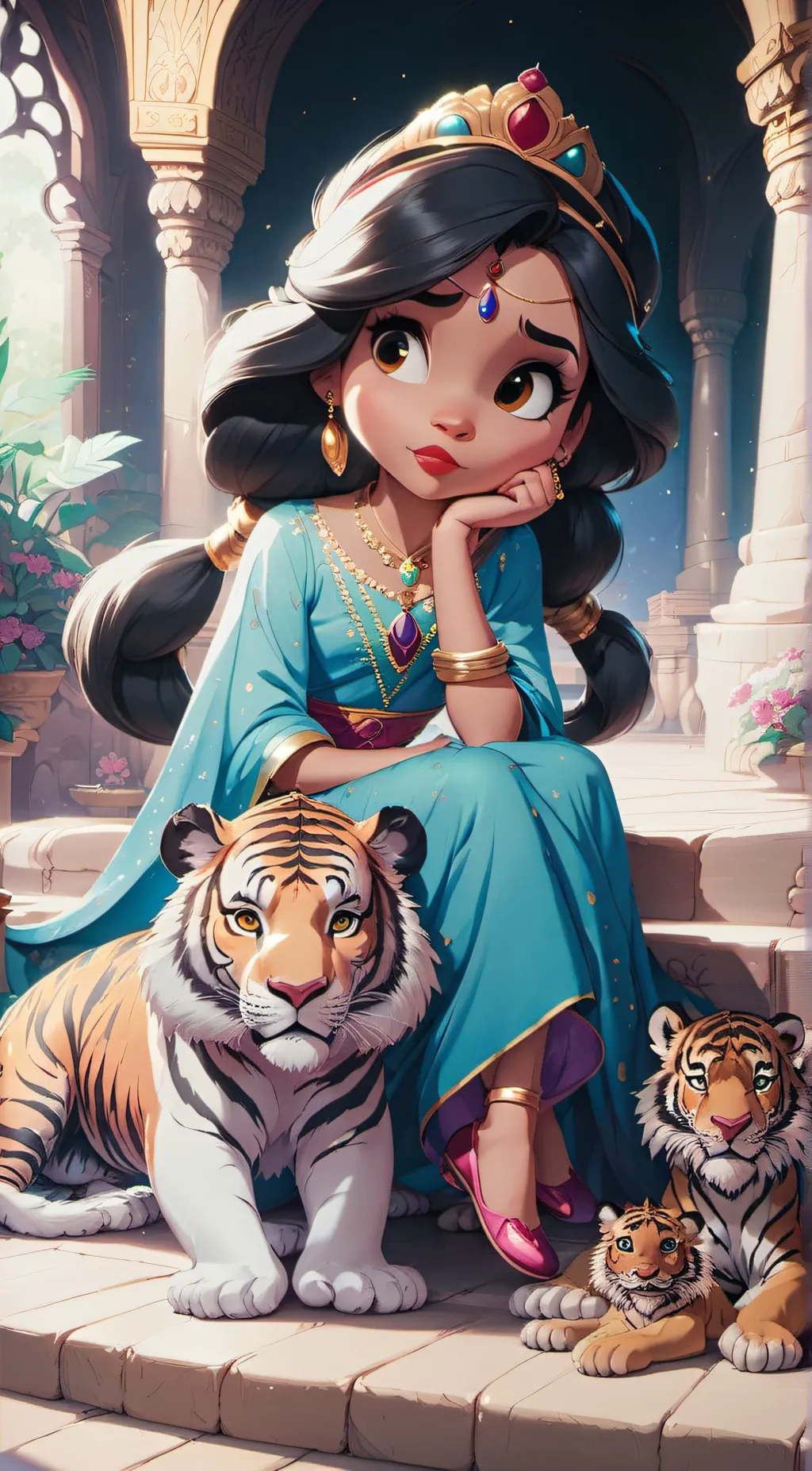ai character: Princess Jasmine  background