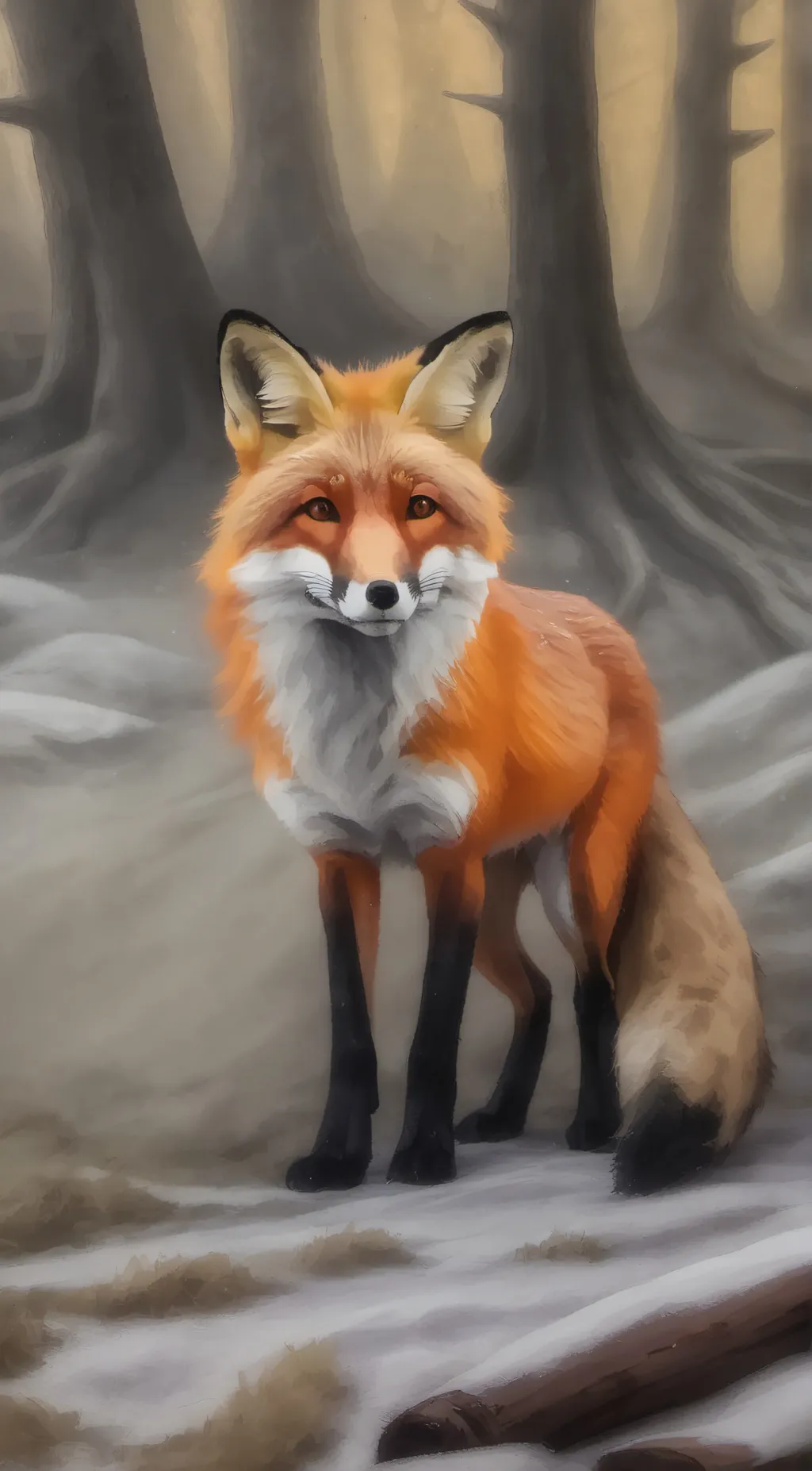 ai character: Abandoned fox background