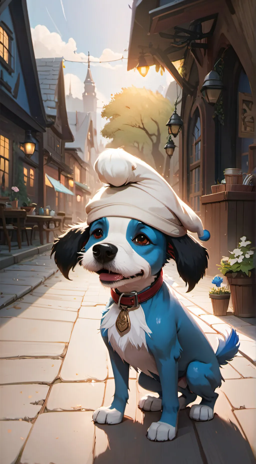 ai character: smurf dog background