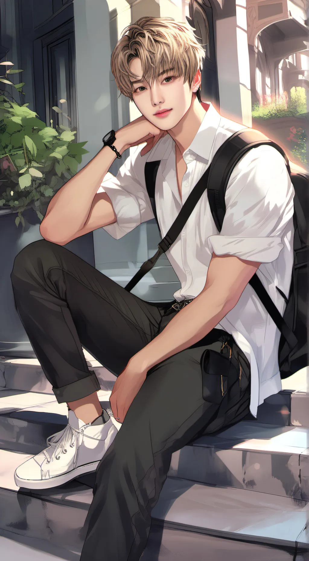 ai character: Park Bo-gum  background