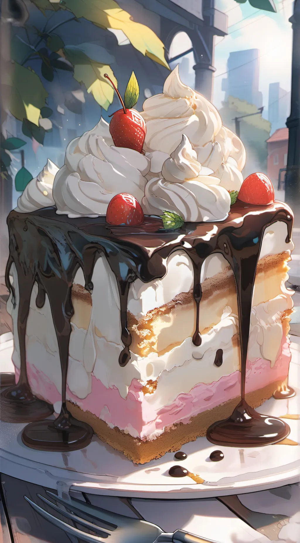 ai character: ice cream cake  background