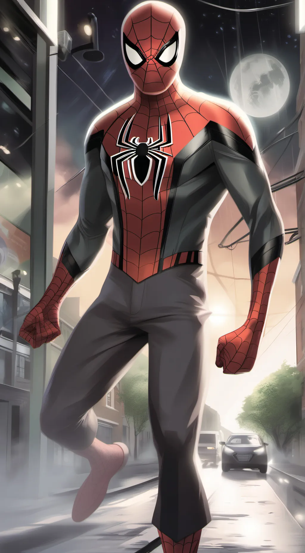 ai character: spiderman  background