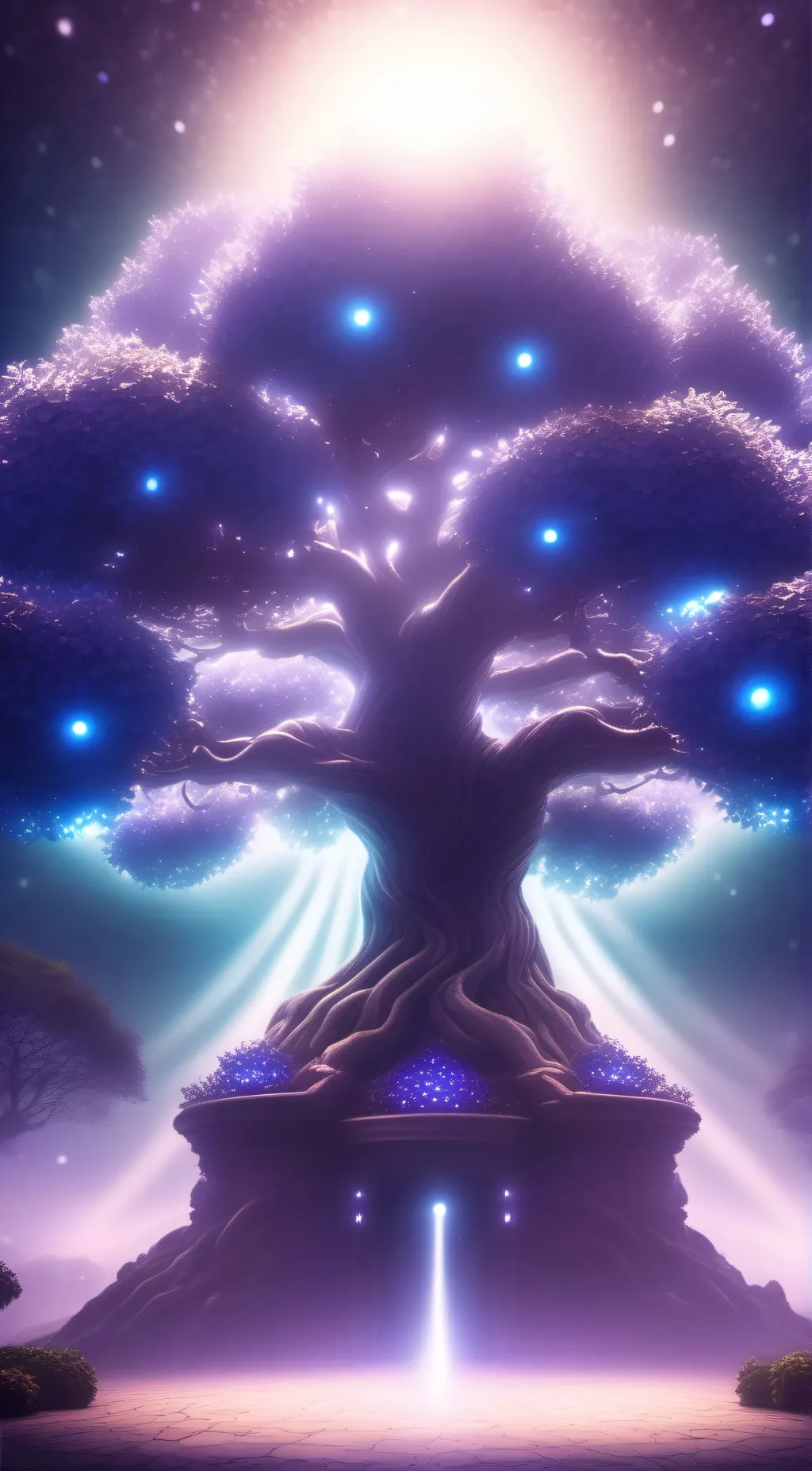 ai character: Dream Disney tree background