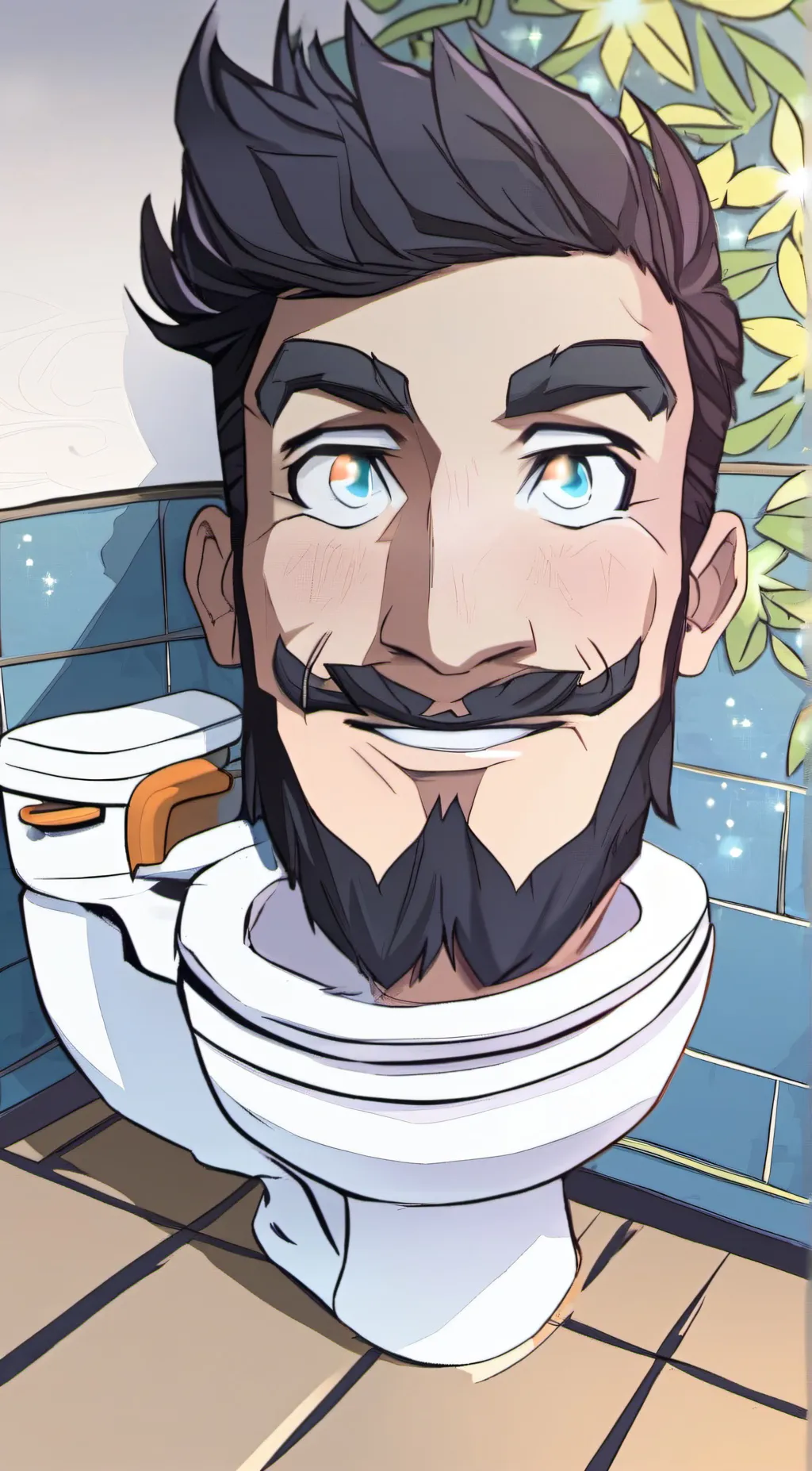 ai character: skibid toilet  background