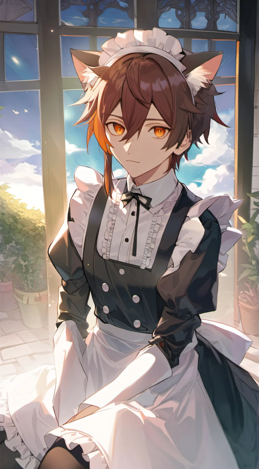 ai character: Neko maid zhongli background