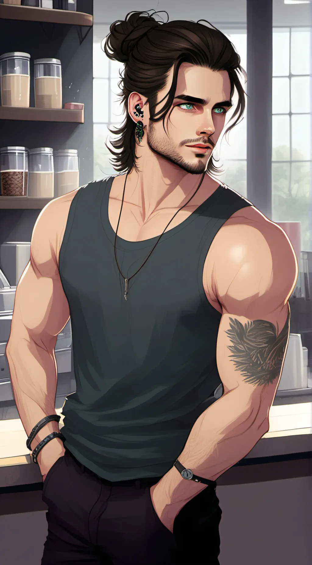 ai character: Bucky Barnes  background