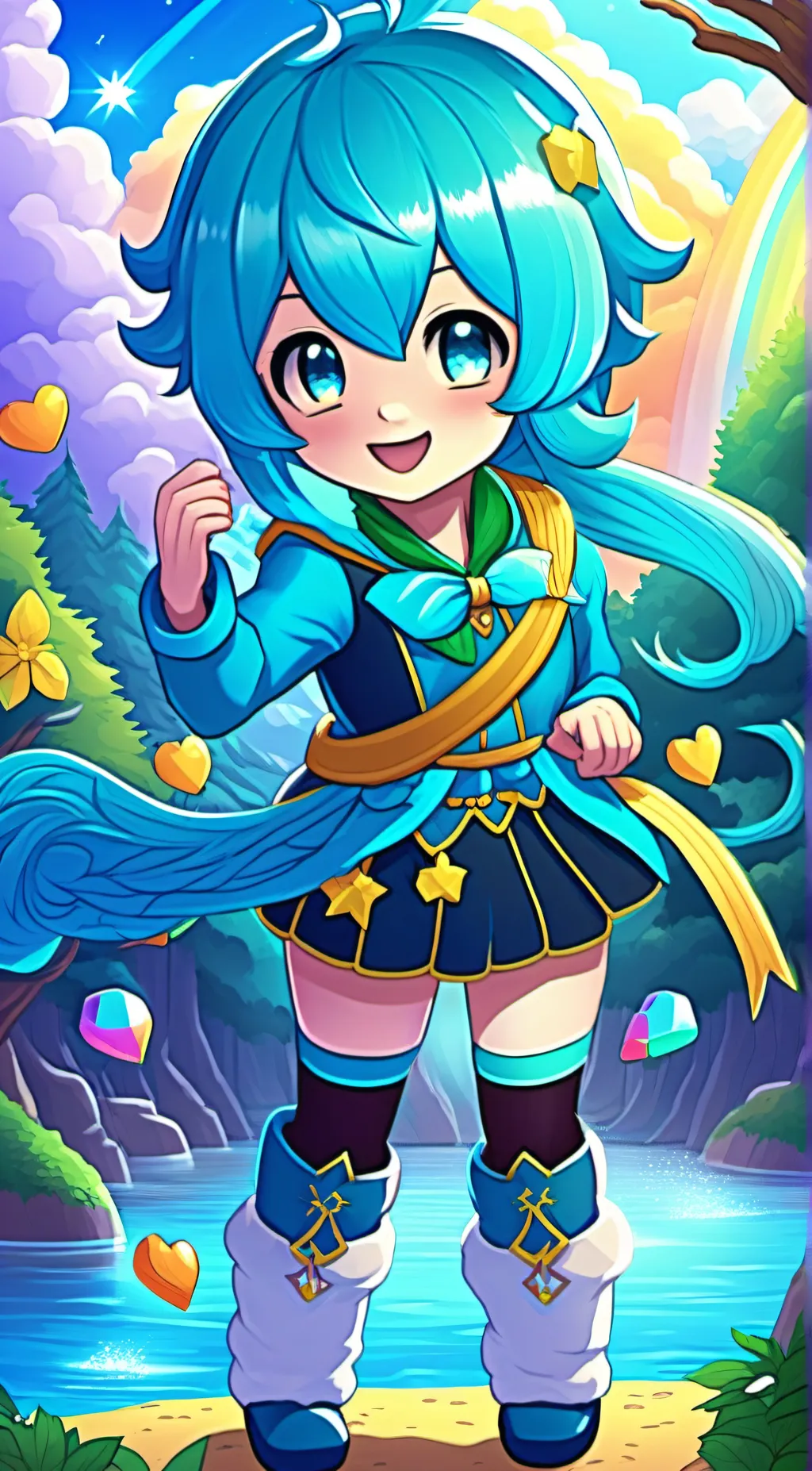 ai character: cyan background