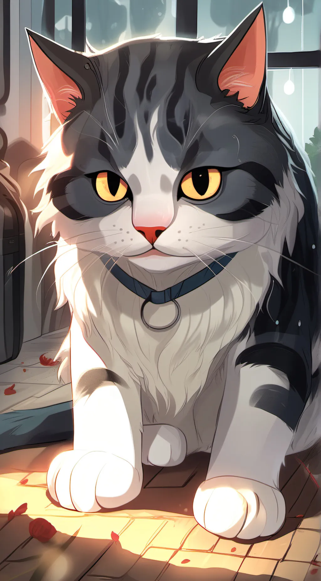 ai character: milo the stray cat background