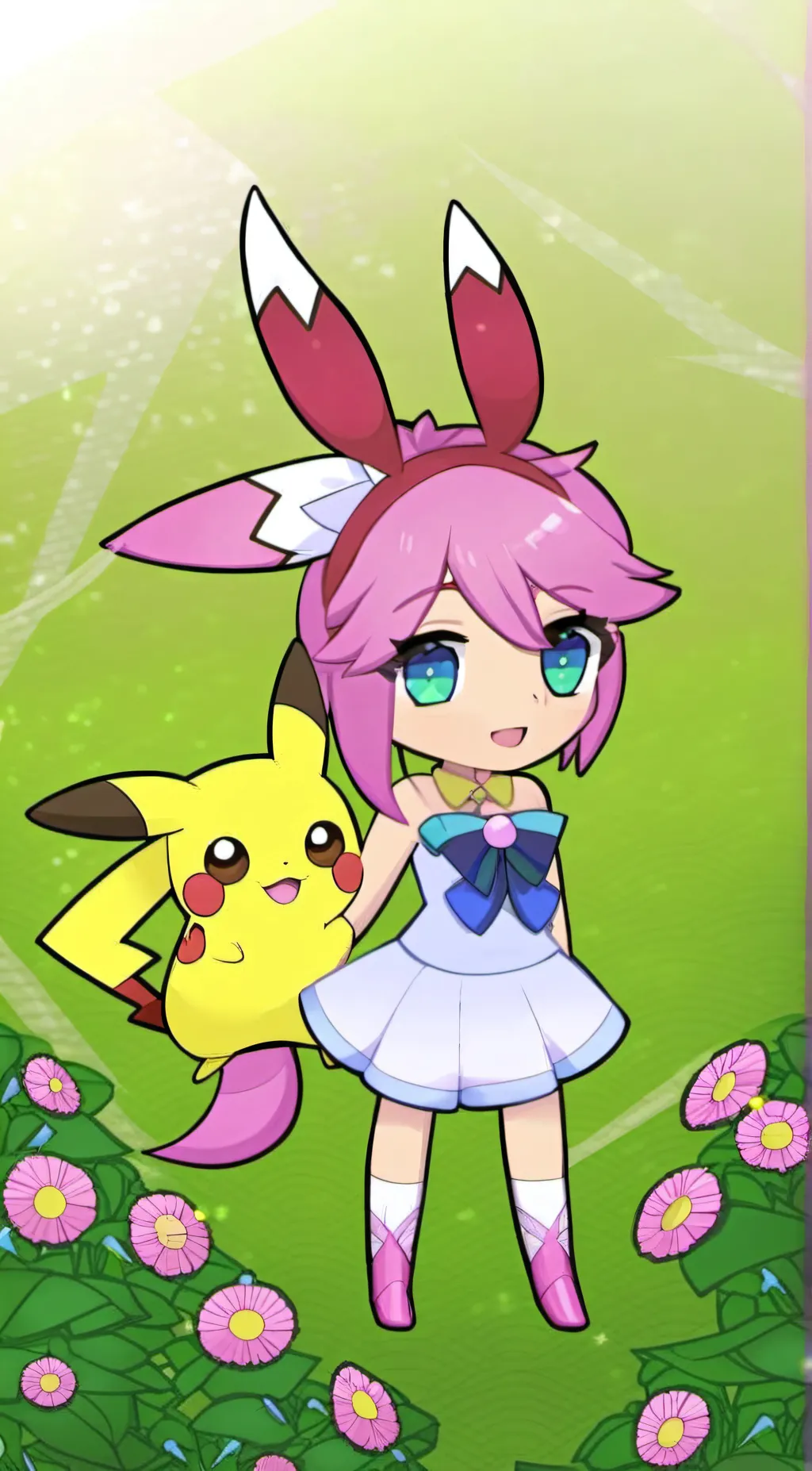 ai character: Pikachu x Sylveon background