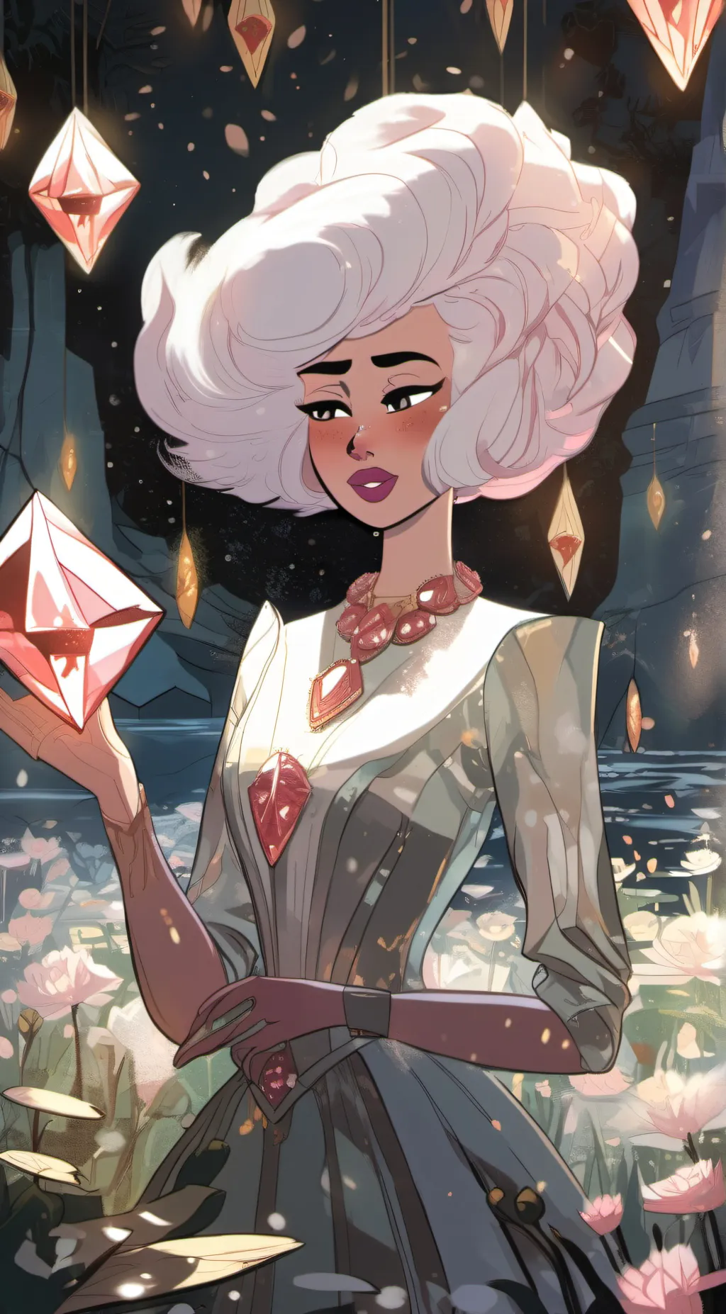 ai character: Pink diamond  background