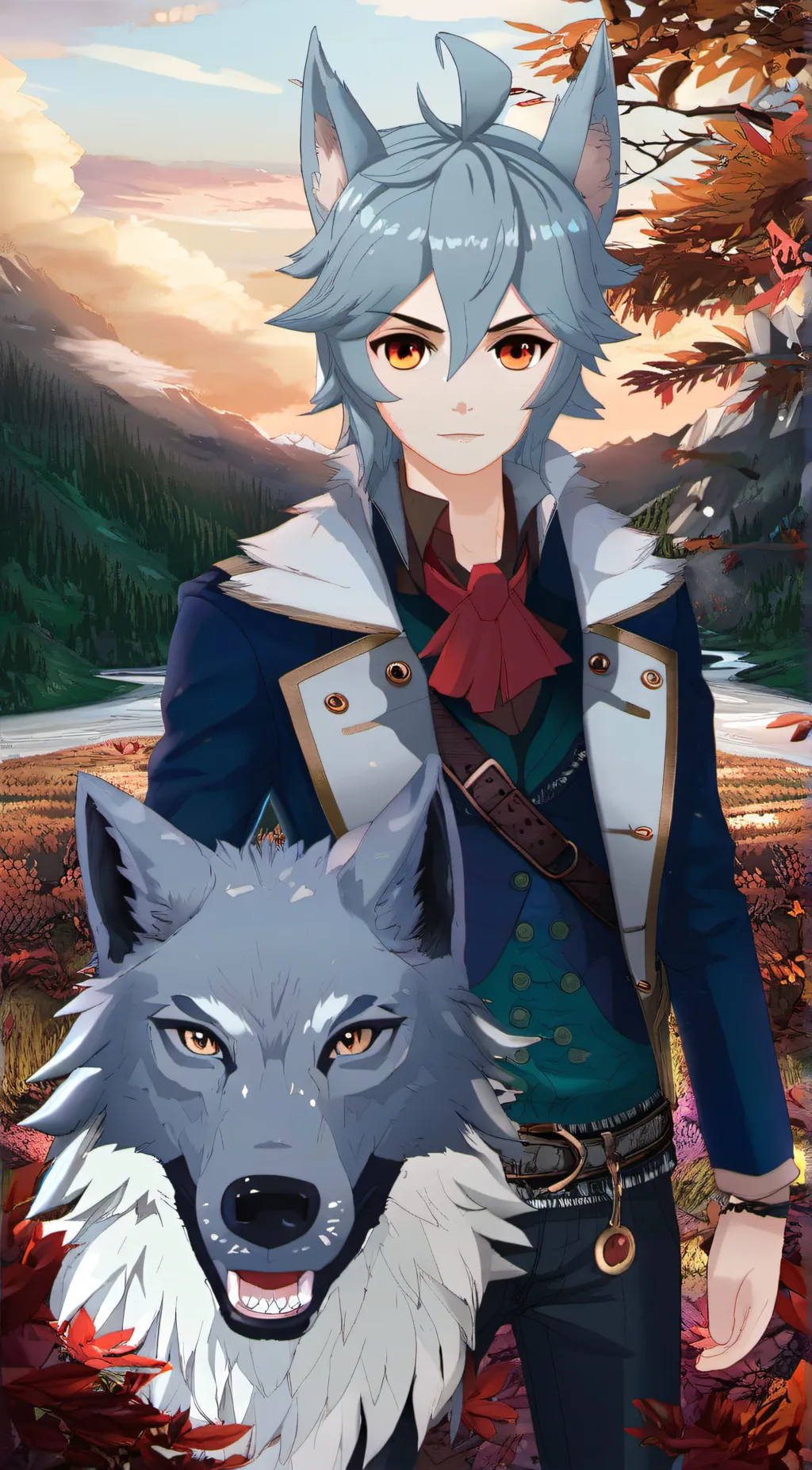 ai character: Male Wolf background