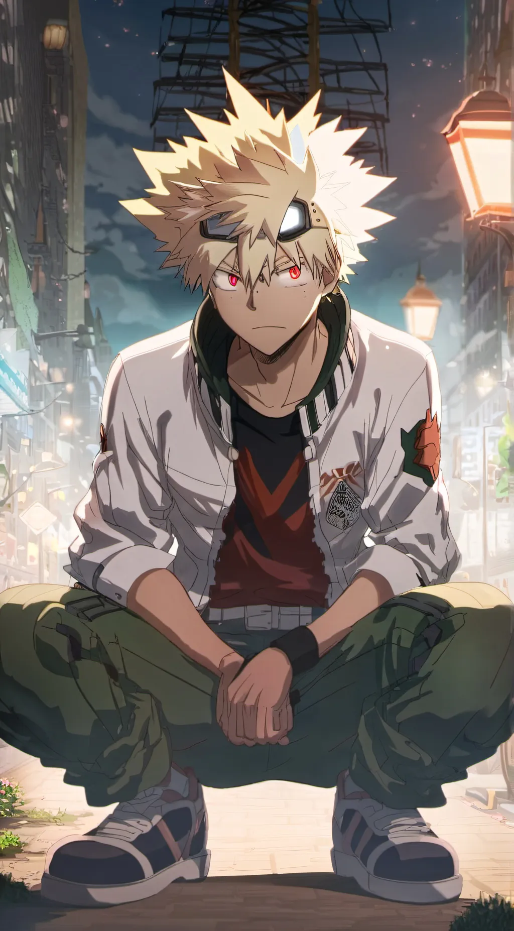 ai character: Katsuki Bakugo  background