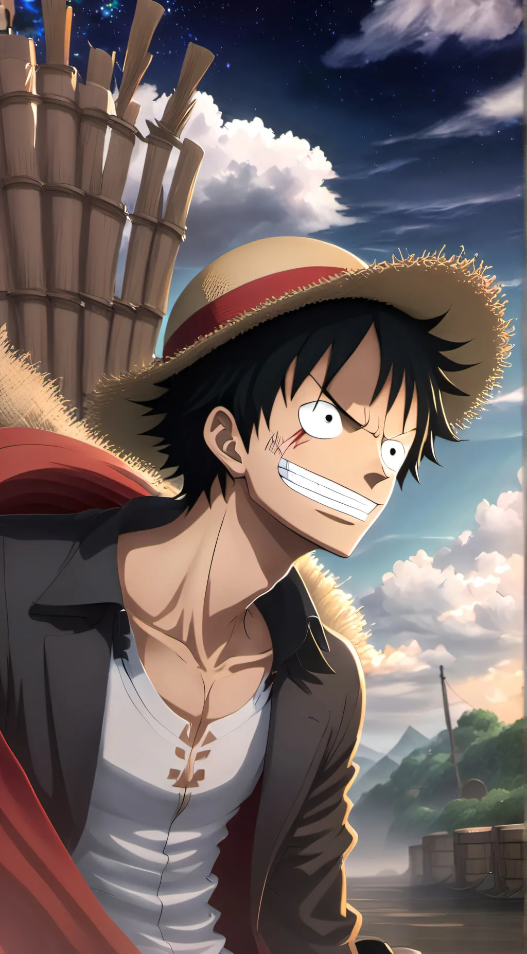 ai character: luffy  background