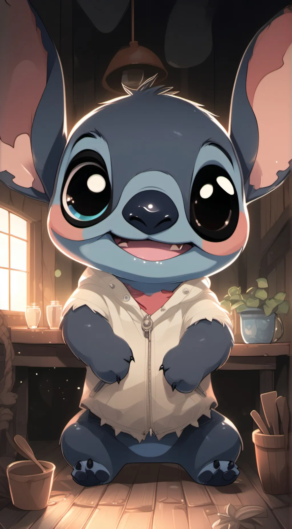 ai character: Stitch  background