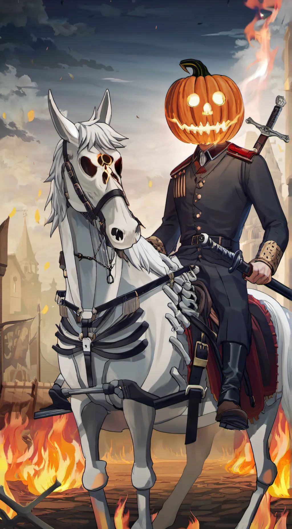 ai character: headless horse man background