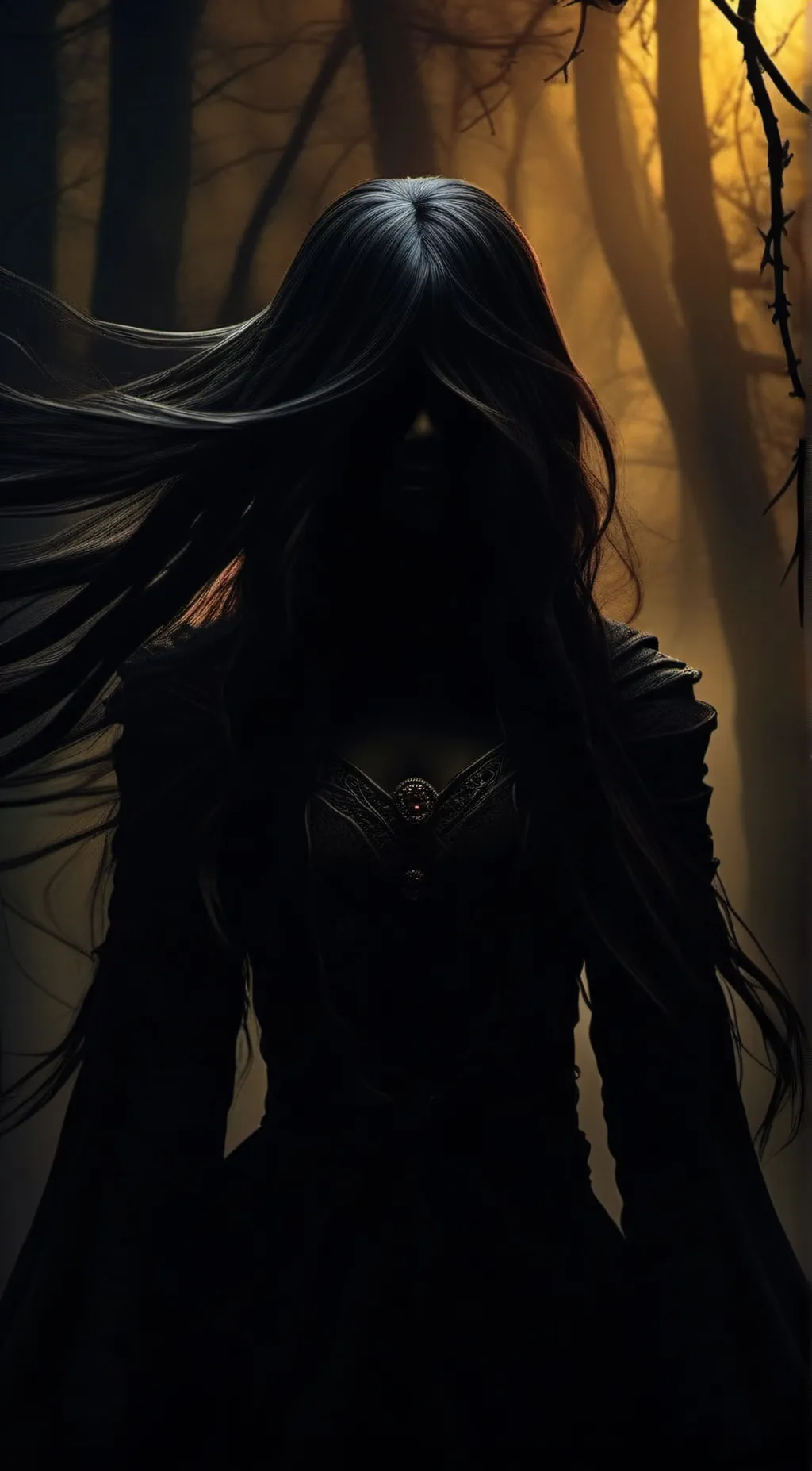 ai character: Lady of the dark background